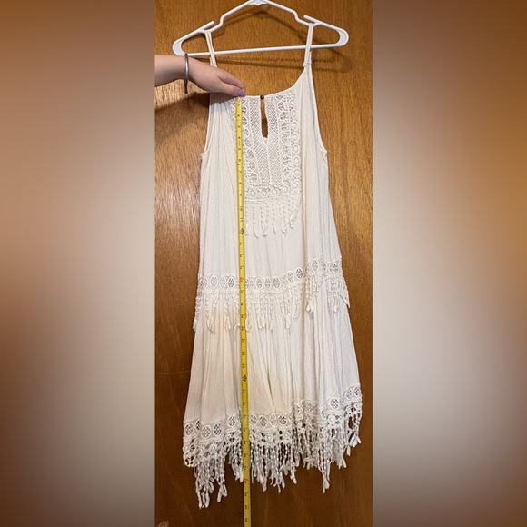 American Eagle Outfitters Cream Spaghetti Strap Dress with Tassel Detail - Picture 5 of 9